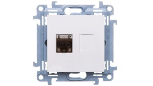 Simon 10 Gniazdo komputerowe pojedyncze RJ45 kat.6 ekranowane biały C61E.01/11