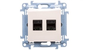 Simon 10 Gniazdo komputerowe podwójne 2xRJ45 kat.5e kremowe C52.01/41