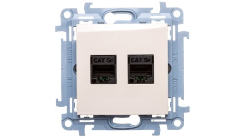 Simon 10 Gniazdo komputerowe podwójne 2xRJ45 kat.5e kremowe C52.01/41