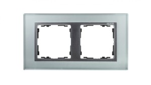 Simon 82 Ramka podwójna pozioma kamień srebro/ ramka pośrednia aluminium mat 82927-62
