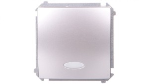 Simon Basic Łącznik jednobiegunowy z podświetleniem 10AX 250V, szybkozłącza, srebrny mat BMW1L.01/43