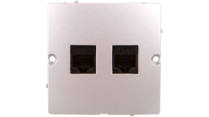 Simon Basic Gniazdo komputerowe podwójne RJ45 kat. 5e srebrny mat BMF52.02/43