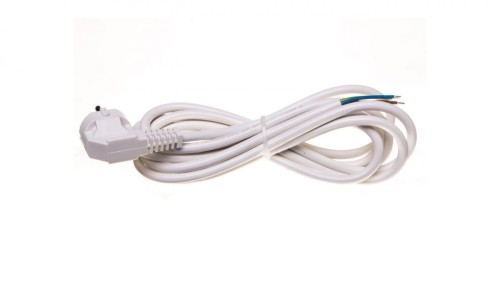 Przewód przyłączeniowy W-3 3x1,5 mm2 biały z wtyczką kątową 3m 51.935