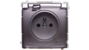 Simon Basic Gniazdo pojedyncze z/u bryzgoszczelne IP44 16A 250V srebrny mat BMGZ1B.01/43A