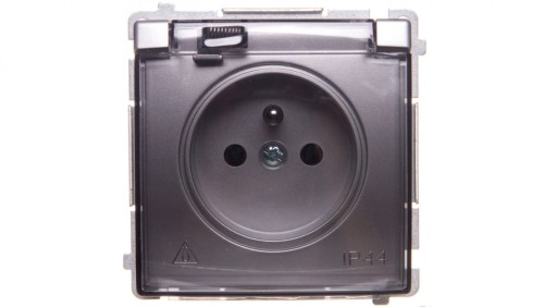 Simon Basic Gniazdo pojedyncze z/u bryzgoszczelne IP44 16A 250V srebrny mat BMGZ1B.01/43A