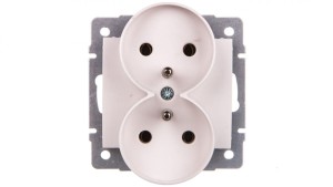LOGI Gniazdo podwójne 2x2P+Z śrubowe 16A 250V Biały 25092