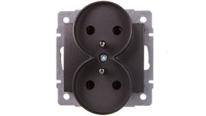 LOGI Gniazdo podwójne 2x2P+Z śrubowe 16A 250V Grafit 25269
