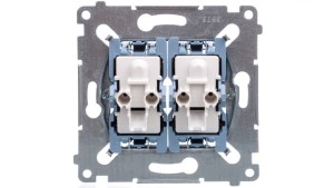 Simon 54 Łącznik krzyżowy podwójny mechanizm 10AX 250V, szybkozłącza, SW7/2XM