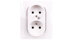 NILOE Gniazdo podwójne z/u kompaktowe 16 A 250V z przesłonami białe 764541
