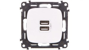 VALENA ALLURE Gniazdo ładowania usb podwójne białe 754995