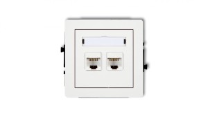 DECO Mechanizm gniazda komputerowego podwójnego 2xRJ45, kat. 5e, 8-stykowy, biały mat 25DGK-2