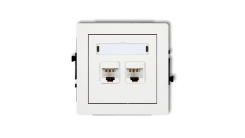 DECO Mechanizm gniazda komputerowego podwójnego 2xRJ45, kat. 5e, 8-stykowy, biały mat 25DGK-2