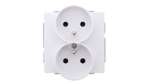 DECO Mechanizm gniazda podwójnego do ramki DECO Soft z uziemieniem 2x(2P+Z) (przesłony torów prądowych), biały mat 25DGPRSO-2zp