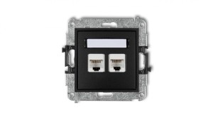 MINI Gniazda komputerowe podwójne 2xRJ45, kat. 5e, 8-stykowy czarny mat 12MGK-2