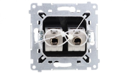 Simon 54 Gniazdo komputerowe podwójne RJ45 kategoria 6 ekranowane z przesłoną przeciwkurzową (moduł) czarny mat D62E.01/49