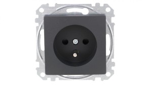 Gniazdo zasilające 2P+PE z przesł torów pr zaciski bezg, czarny antracyt, Sedna Design i Elements SDD114012