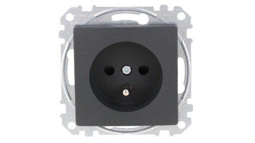 Gniazdo zasilające 2P+PE z przesł torów pr zaciski bezg, czarny antracyt, Sedna Design i Elements SDD114012