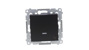 Simon 54 Łącznik schodowy z podświetleniem LED (moduł) 10AX 250V szybkozłącza, czarny mat DW6L.01/49