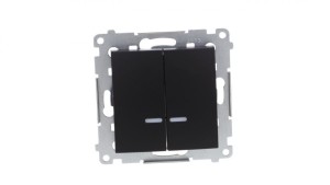 Simon 54 Łącznik świecznikowy z podśw LED i do wersji IP44 (moduł) 10AX 250V szybkozłącza, czarny mat z wkładkę DU1W DW5BL.01/49
