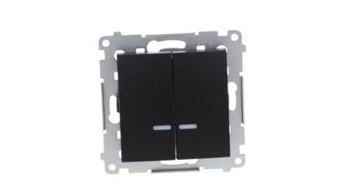 Simon 54 Łącznik świecznikowy z podśw LED i do wersji IP44 (moduł) 10AX 250V szybkozłącza, czarny mat z wkładkę DU1W DW5BL.01/49