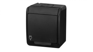 HERMES Gniazdo natynkowe pojedyncze z uziemieniem 2P+Z IP czarne 0321-09
