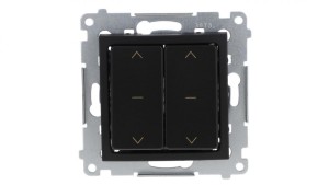 Simon 54 Łącznik roletowy podwójny (moduł) 10A 250V szybkozłącza. W komplecie z pierścieniem dekoracyjnym czarny mat DZW2.01/49