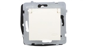 ARIA Gniazdo bryzgoszczelne z/u IP44 wieczko kolor ecru GPH-1UZ/m/27/w
