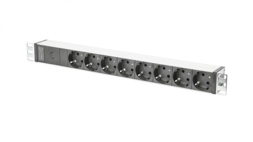 Listwa zasilająca PDU 19 Rack 8x gniazdo schuko 2m 1x wtyk C14 10A aluminiowa DN-95410