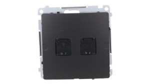 Simon Basic Gniazdo komputerowe RJ45, kat 6, podwójne z przesłoną przeciwkurzową (moduł) czarny BM62.01/49