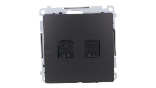 Simon Basic Gniazdo komputerowe RJ45, kat 6, podwójne z przesłoną przeciwkurzową (moduł) czarny BM62.01/49
