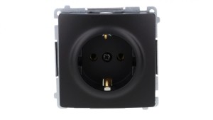 Simon Basic Gniazdo wtyczkowe z uziemieniem Schuko (moduł) 16A, 250V, zaciski śrubowe czarny BMGSZ1.01/49