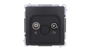 Simon Basic Gniazdo antenowe R-TV przelotowe 10 dB (moduł), 1x wejście: 5–862 MHz czarny BMZAP10/1.01/49