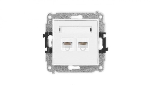 MINI Mechanizm gniazda komputerowego podwójnego 2xRJ45, kat. 5e, 8-stykowy biały mat 25MGK-2