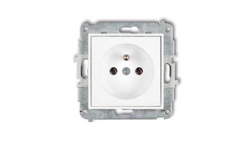 MINI Mechanizm gniazda pojedynczego z uziemieniem 2P+Z (bez przesłon torów prądowych) biały mat 25MGP-1z