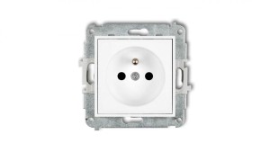 MINI Mechanizm gniazda pojedynczego z uziemieniem 2P+Z (przesłony torów prądowych) biały mat 25MGP-1zp