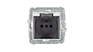 MINI Mechanizm gniazda bryzgoszczelnego z uziemieniem 2P+Z (klapka dymna, przesłony torów prądowych) biały mat 25MGPB-1zdp