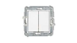 MINI Mechanizm łącznika zwiernego, świecznikowego (dwa klawisze bez piktogramów, wspólne zasilanie) biały mat 25MWP-44.1