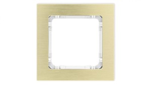 DECO Ramka uniwersalna pojedyncza - aluminium szczotkowane (ramka: kolor mosiężny spód: biały) 8-0-DRA-1