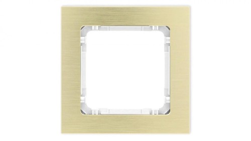 DECO Ramka uniwersalna pojedyncza - aluminium szczotkowane (ramka: kolor mosiężny spód: biały) 8-0-DRA-1