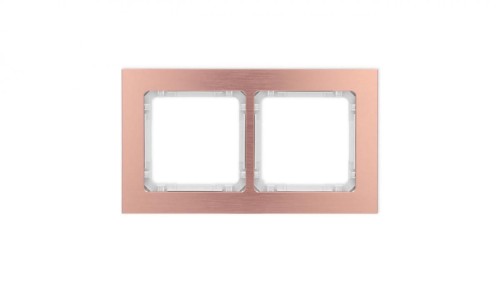 DECO Ramka uniwersalna podwójna - aluminium szczotkowane (ramka: kolor miedziany spód: biały) 9-0-DRA-2