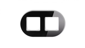ICON Ramka uniwersalna podwójna okrągła - efekt szkła (ramka: czarna spód: biały) 12-0-IRSO-2