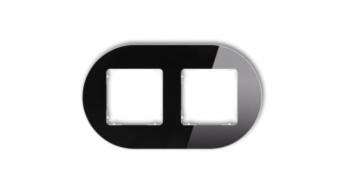 ICON Ramka uniwersalna podwójna okrągła - efekt szkła (ramka: czarna spód: biały) 12-0-IRSO-2