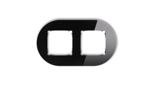 ICON Ramka uniwersalna podwójna okrągła - efekt szkła (ramka: czarna spód: czarny) 12-12-IRSO-2