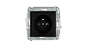 ICON Mechanizm gniazda pojedynczego z uziemieniem 2P+Z (bez przesłon torów prądowych) czarny mat 12IGP-1z