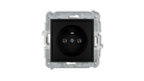 ICON Mechanizm gniazda pojedynczego z uziemieniem 2P+Z (bez przesłon torów prądowych) czarny mat 12IGP-1z