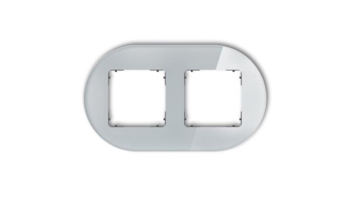 ICON Ramka uniwersalna podwójna okrągła - efekt szkła (ramka: szara spód: grafitowy mat) 15-28-IRSO-2