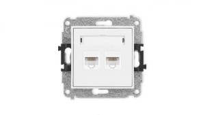 ICON Mechanizm gniazda komputerowego podwójnego 2xRJ45, kat. 5e, 8-stykowy biały mat 25IGK-2