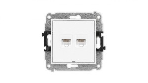 ICON Mechanizm gniazda komputerowego podwójnego 2xRJ45, kat. 5e, 8-stykowy, bez pola opisowego biały mat 25IGKBO-2