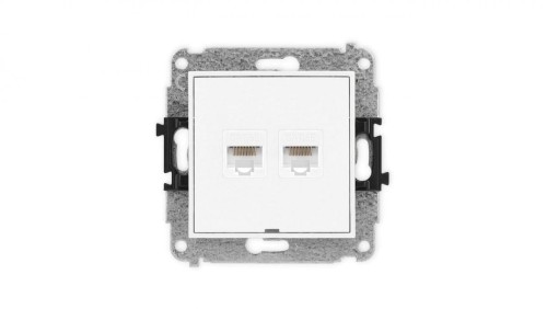 ICON Mechanizm gniazda komputerowego podwójnego 2xRJ45, kat. 5e, 8-stykowy, bez pola opisowego biały mat 25IGKBO-2