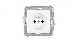 ICON Mechanizm gniazda pojedynczego z uziemieniem 2P+Z (przesłony torów prądowych) biały mat 25IGP-1zp